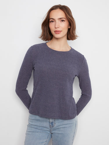 This top features a classic crew neck, adding a timeless touch to your wardrobe. Perfect for layering or wearing alone by Charlie B.