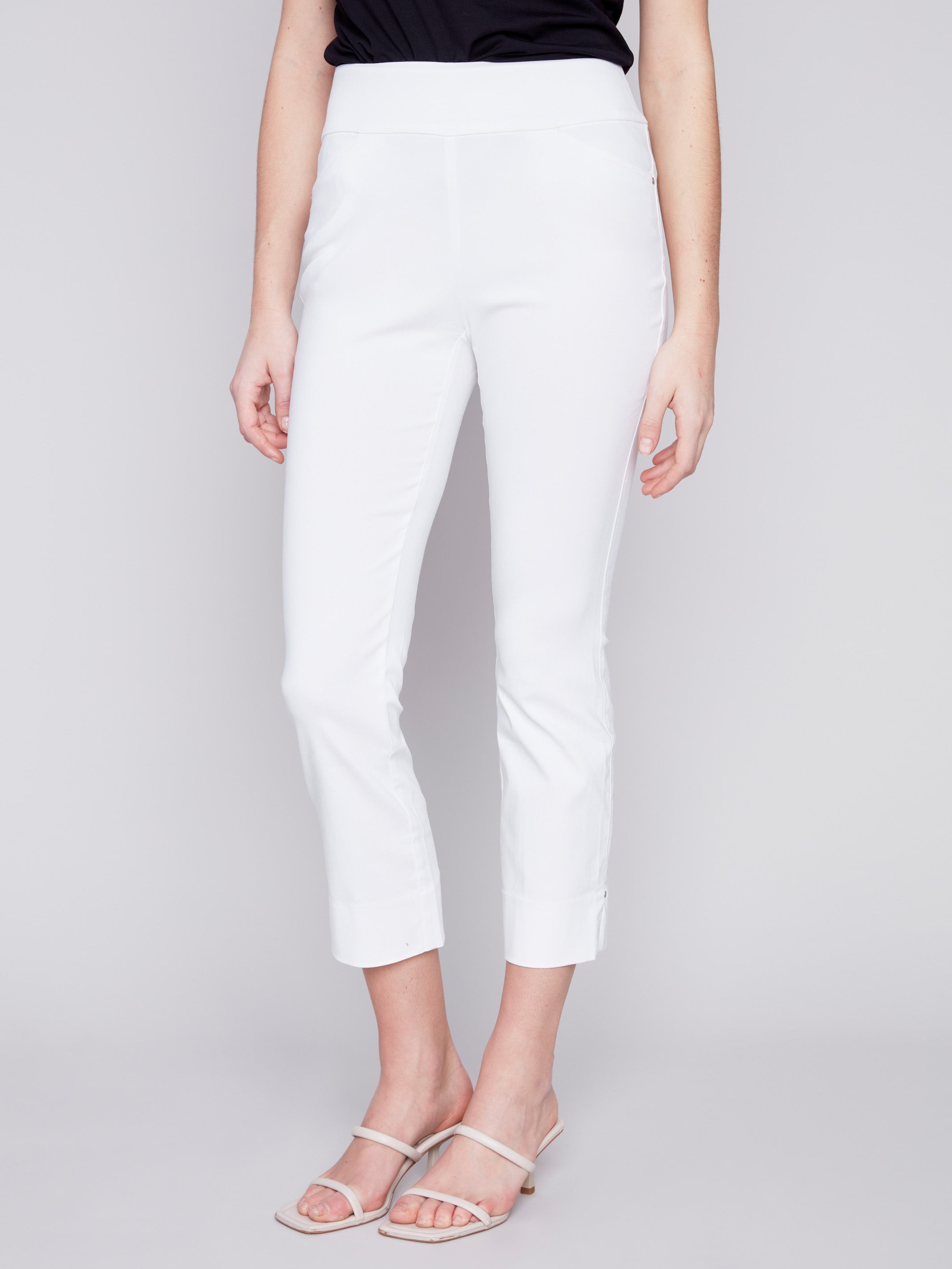 Charlie B Capri Pants with Hem Slit - White - Image 3