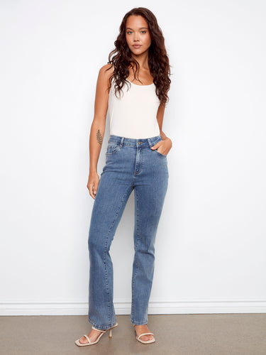 Celine Flare Leg Jeans - Medium Blue