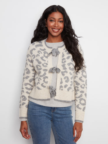 Leopard print cardigan featuring a crew neckline, perfect for casual outings. The soft texture ensures comfort all day by Charlie B.