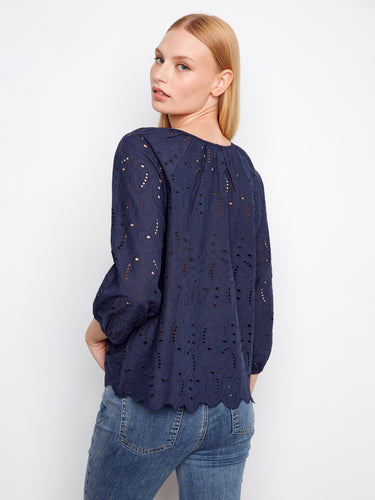 Stylish blouse with elastic cuffs adding comfort and charm to your everyday wardrobe by Charlie B.