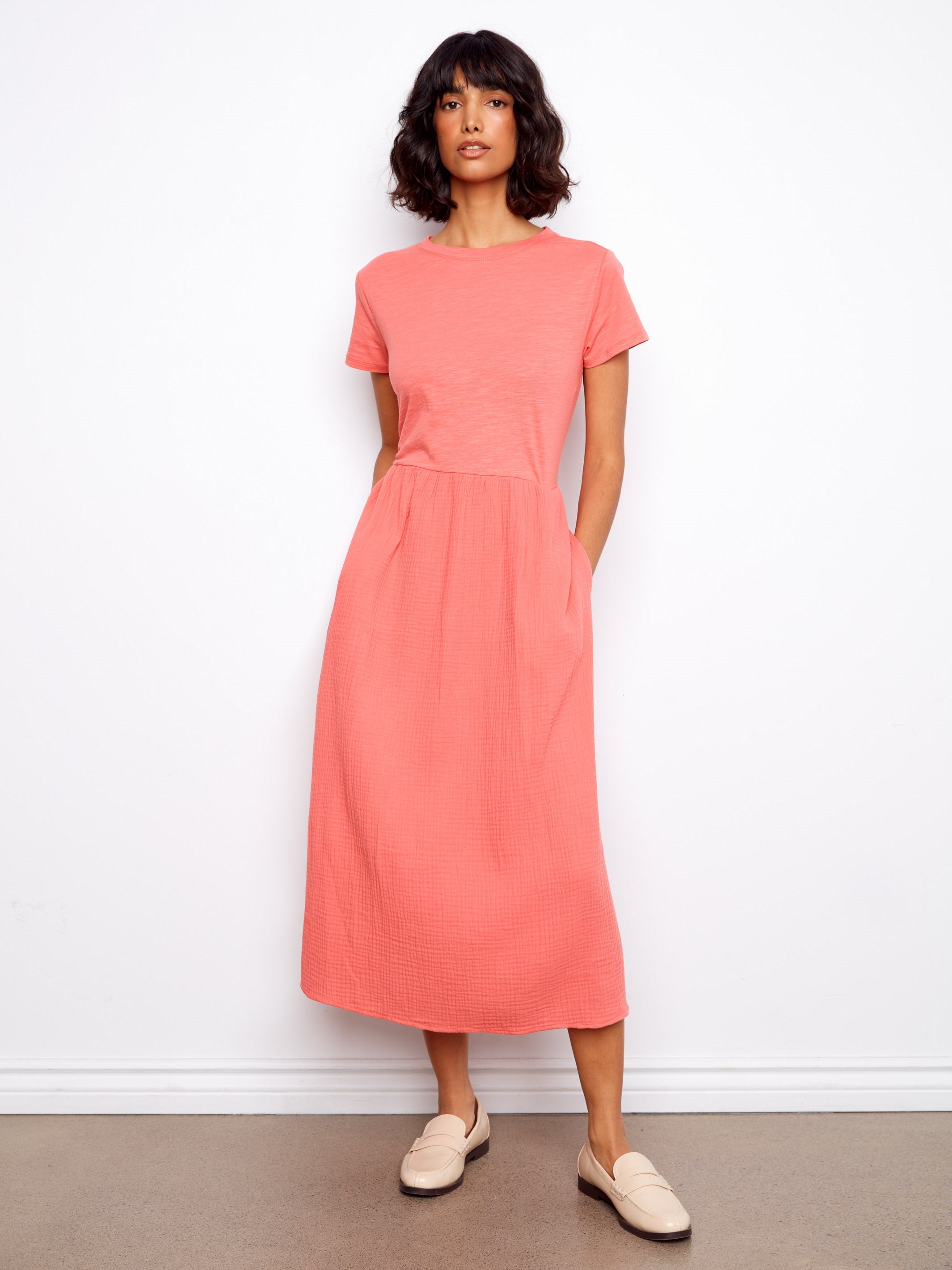 short sleeve midi cotton dresses for women Women Ulla Johnson Cotton V-neck Short Sleeve A-line Midi Dress