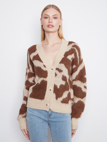 Cozy cardigan with a V-neck and fuzzy knit texture, offering style and warmth by Charlie B.
