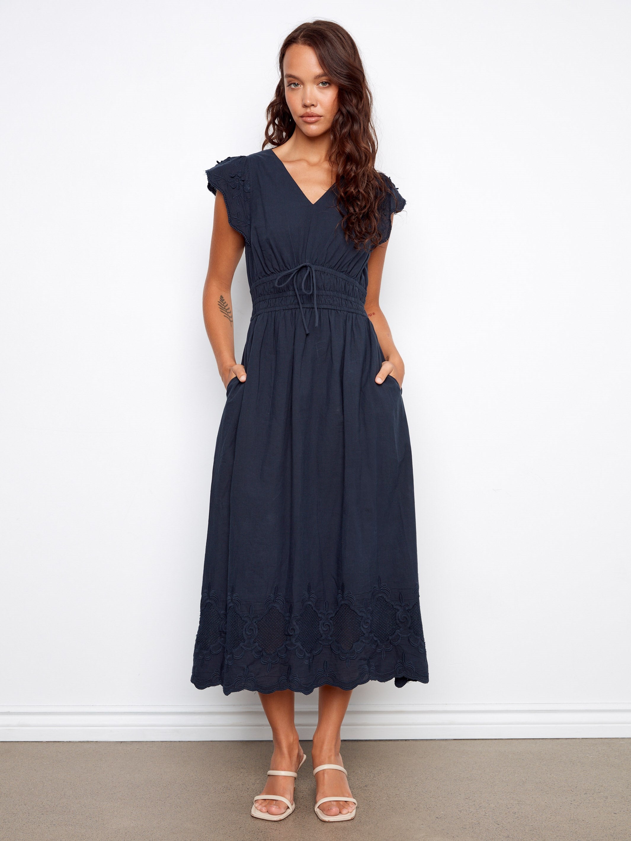 navy v neck midi dress Navy V Neck Satin Midi Dress
