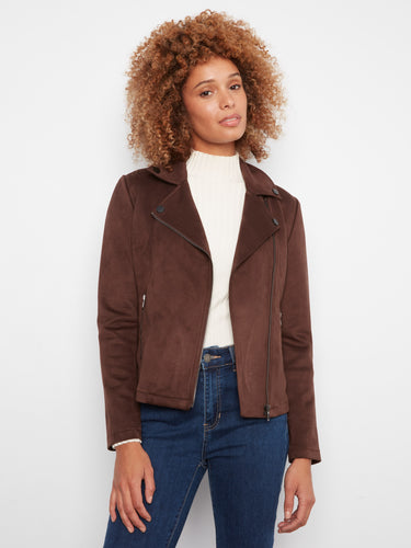 This brown jacket features a notched lapel collar, adding a touch of elegance to your outfit. By Charlie B.