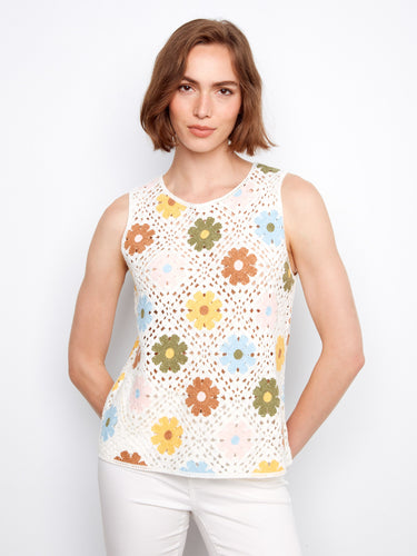 The top features a sleeveless design, perfect for warm weather, with a playful floral pattern adding charm by Charlie B.