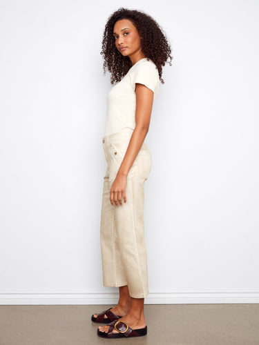 Crafted from stretch twill fabric, these cropped pants offer comfort with their regular rise fit by Charlie B.