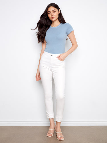 These pants feature a skinny fit, offering a sleek and modern silhouette. Crafted with precision by Charlie B.