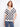 Chic crochet top in navy and cream, featuring short sleeves and a standout geometric pattern by Charlie B.