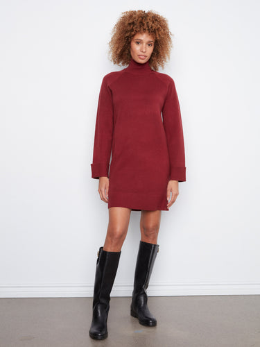 Elegant dress featuring a mock neck design, perfect for cozy and stylish wear. Crafted with care for ultimate comfort by Charlie B.