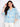 Blue patterned blouse with a stylish Henley neckline, perfect for casual outings. Designed by Charlie B.