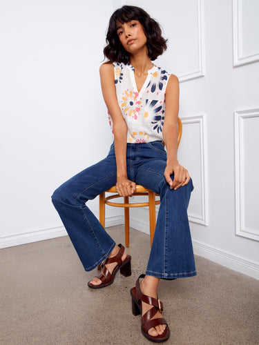 Effortlessly stylish floral top with a practical chest pocket, combining fashion and function seamlessly by Charlie B.