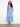 Blue and white dress with hidden pockets, featuring dolman sleeves and a stylish belt for a chic look by Charlie B.