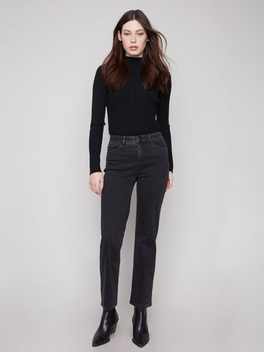 Charcoal jeans featuring a straight fit and stretch denim material for comfort and style by Charlie B.
