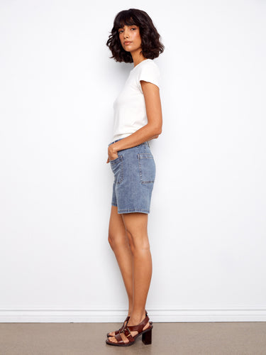 Crafted from stretch denim, these shorts provide flexibility and ease of movement, making them a great addition to your wardrobe. By Charlie B.