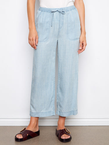 These wide-leg jogger pants feature an elastic waistband and regular rise, offering comfort and style by Charlie B.