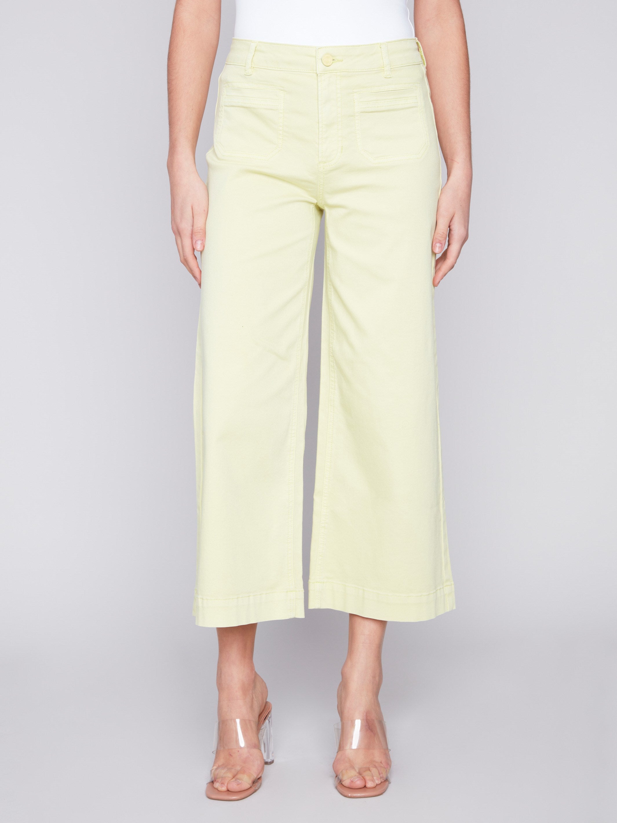 Charlie B Cropped Wide Leg Twill Pants - Anise - Image 2