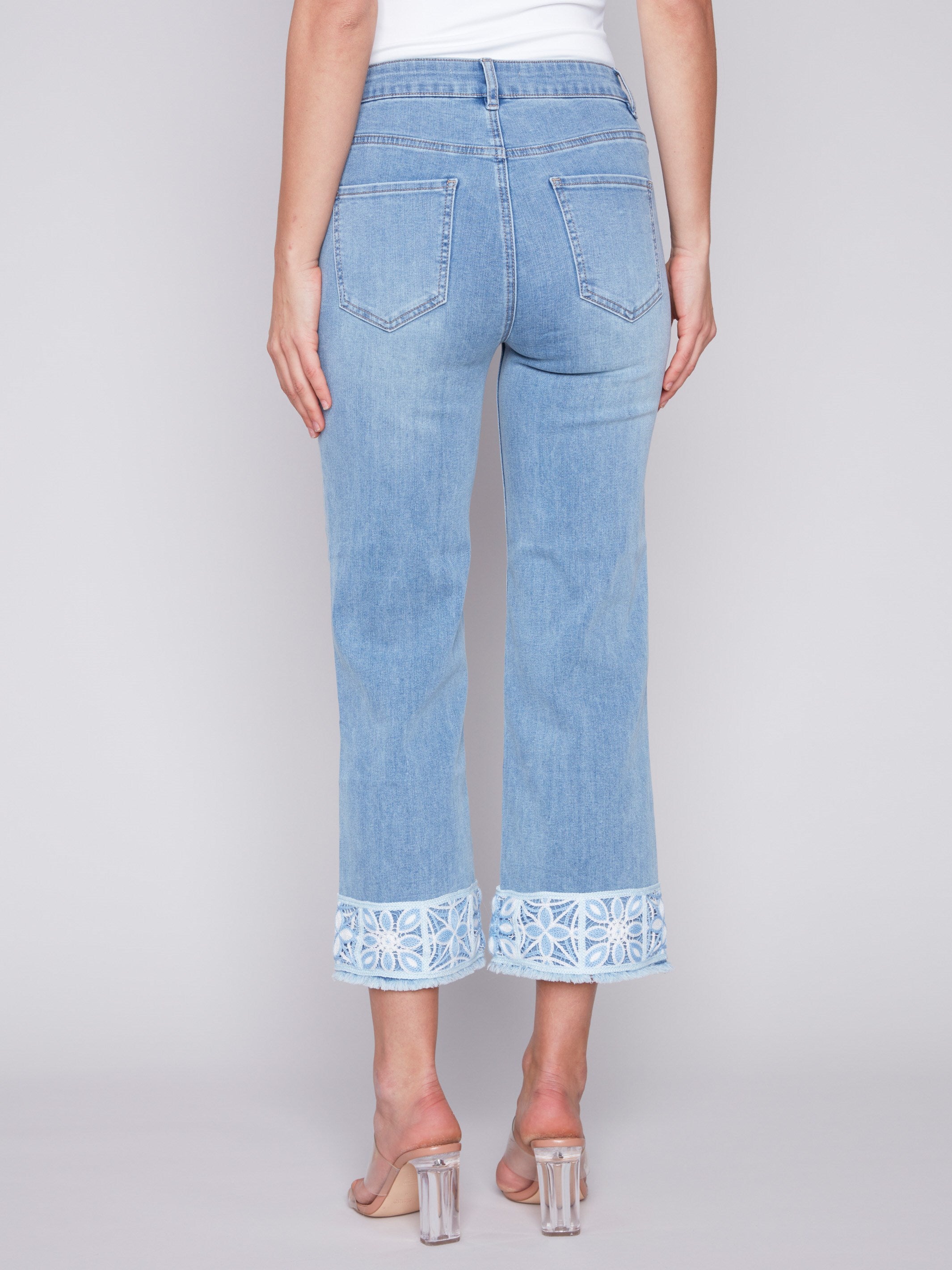 Charlie B Jeans with Crochet Cuff - Light Blue - Image 3