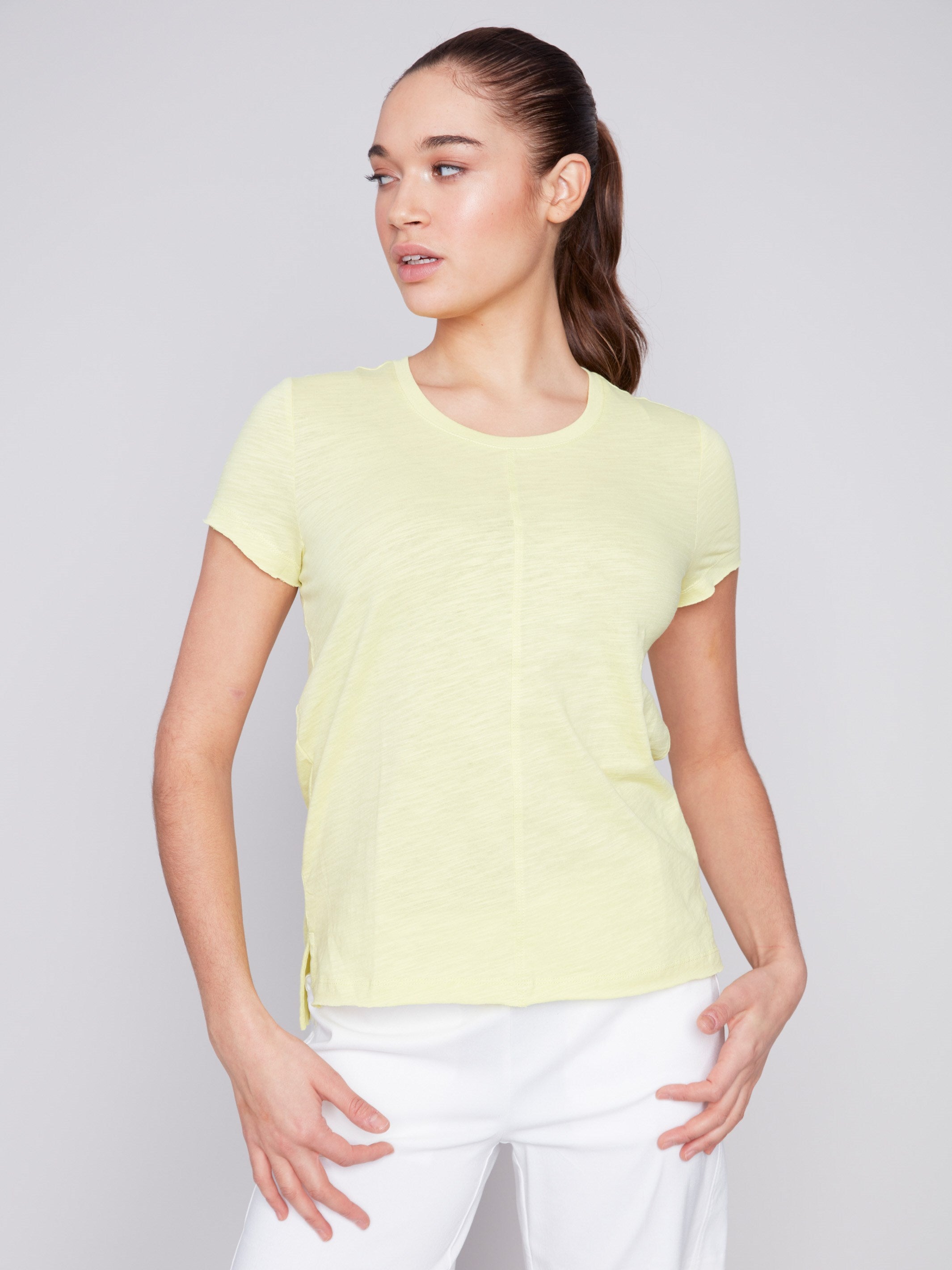 Organic Cotton Slub Knit T-Shirt - Anise