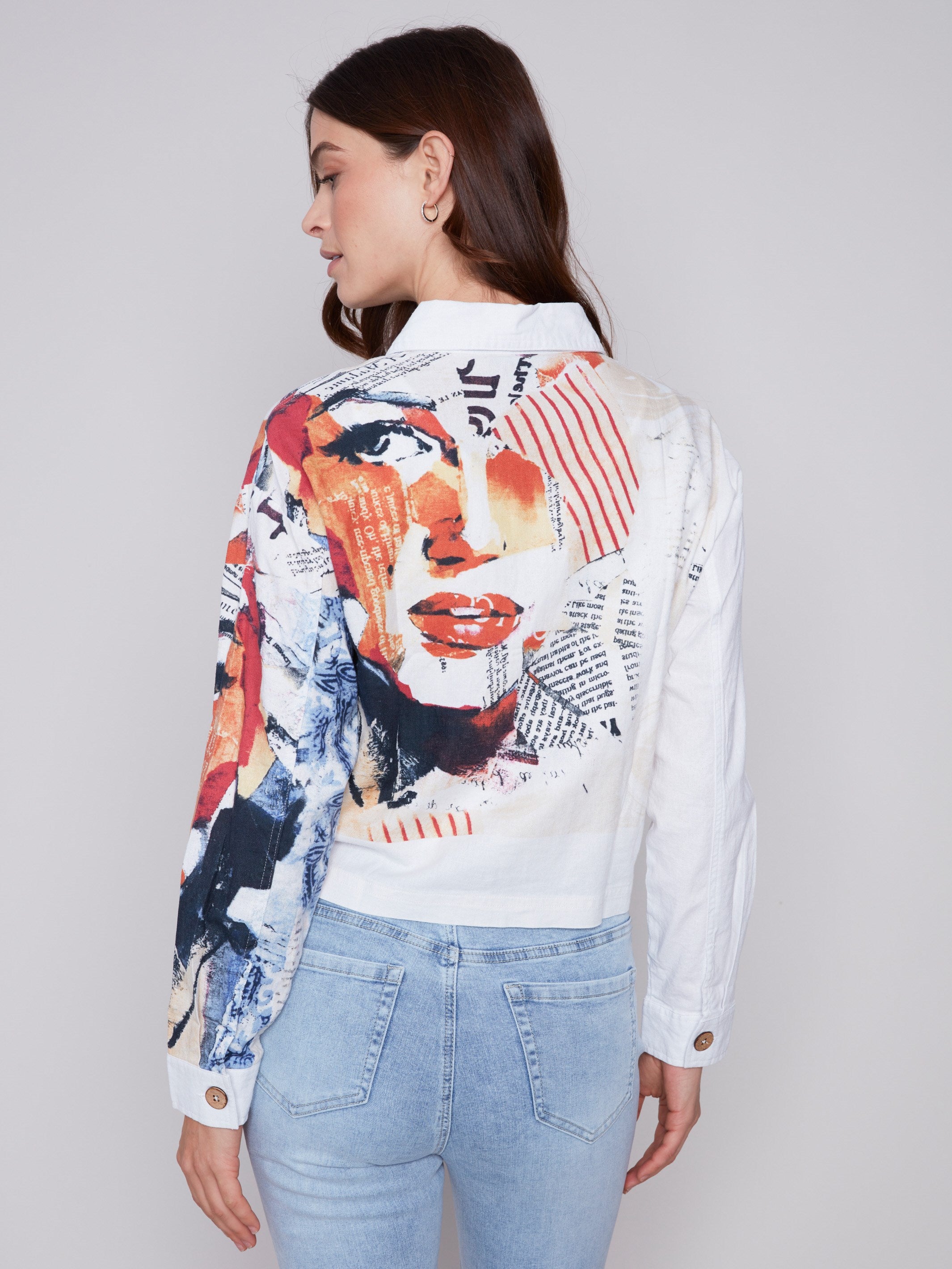 Charlie B Placement Print Linen Blend Jacket - Monroe - Image 2