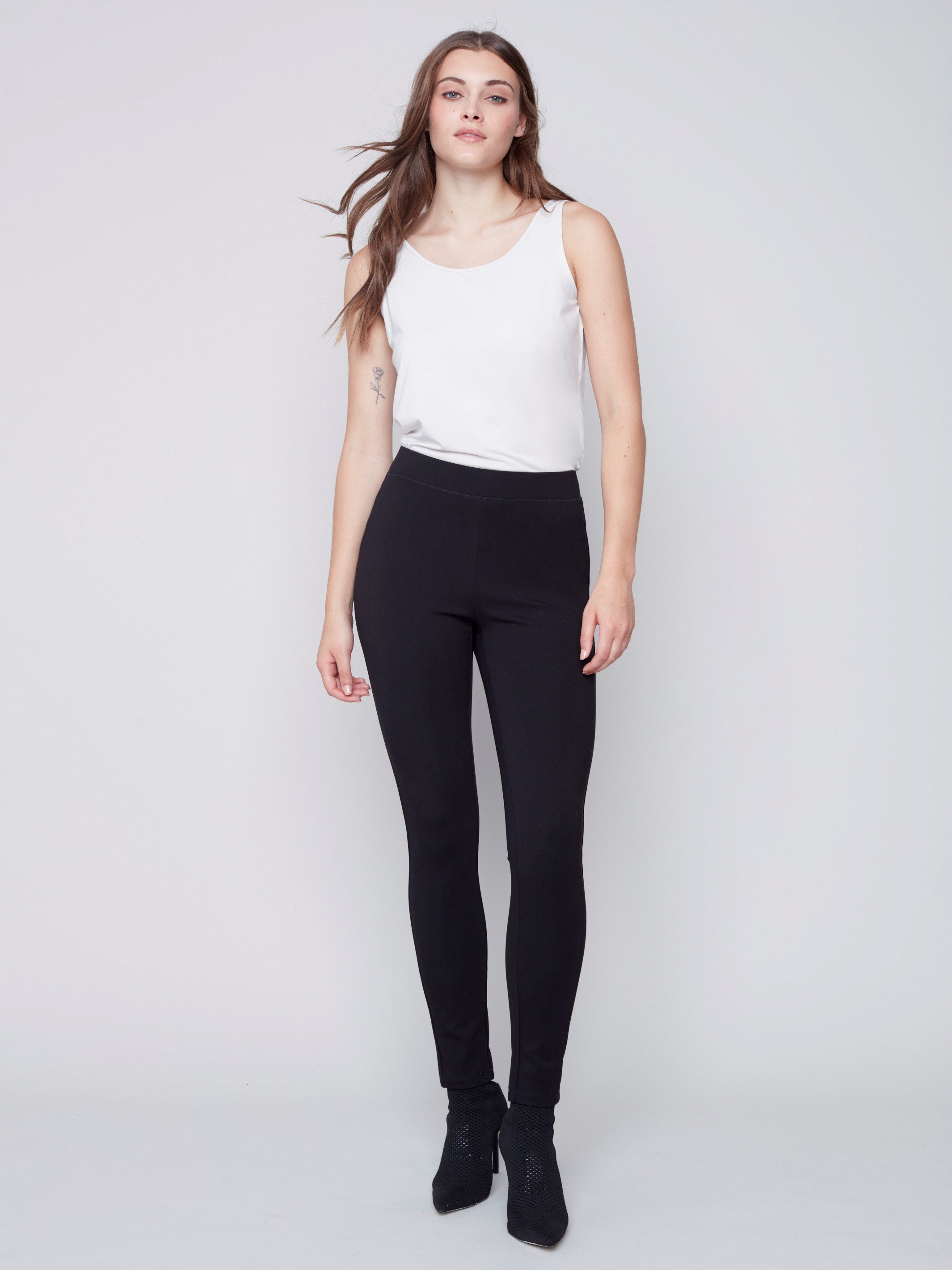 Pull-On Ponte Skinny Pants for Women, Black