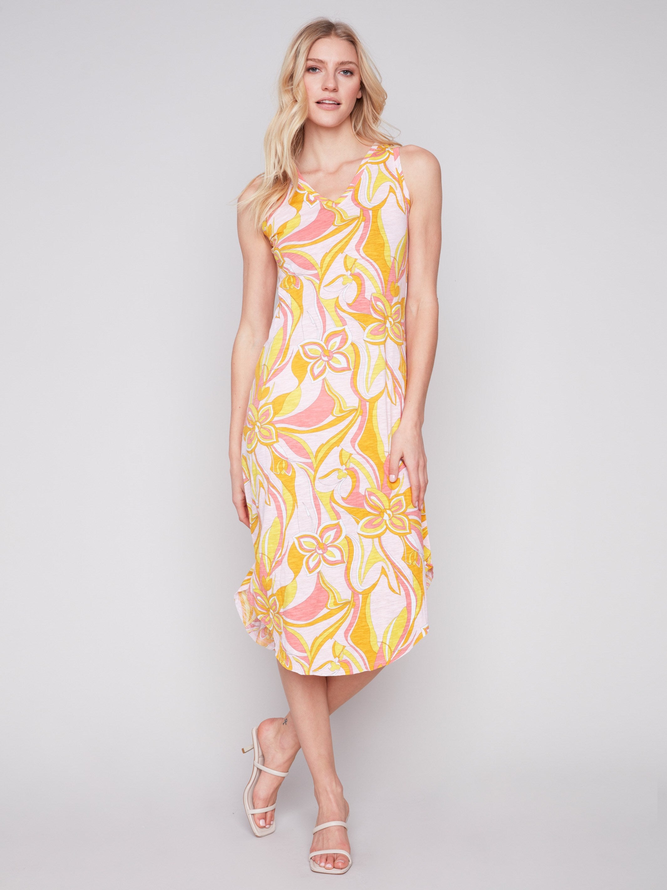 Printed Sleeveless Cotton Dress - Sorbet
