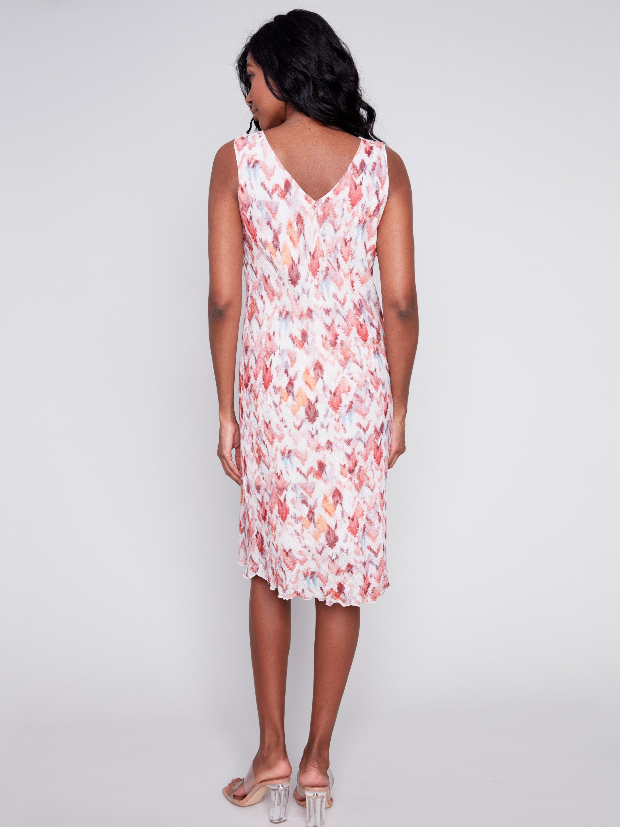 Sleeveless Printed Cotton Gauze Dress - Pink