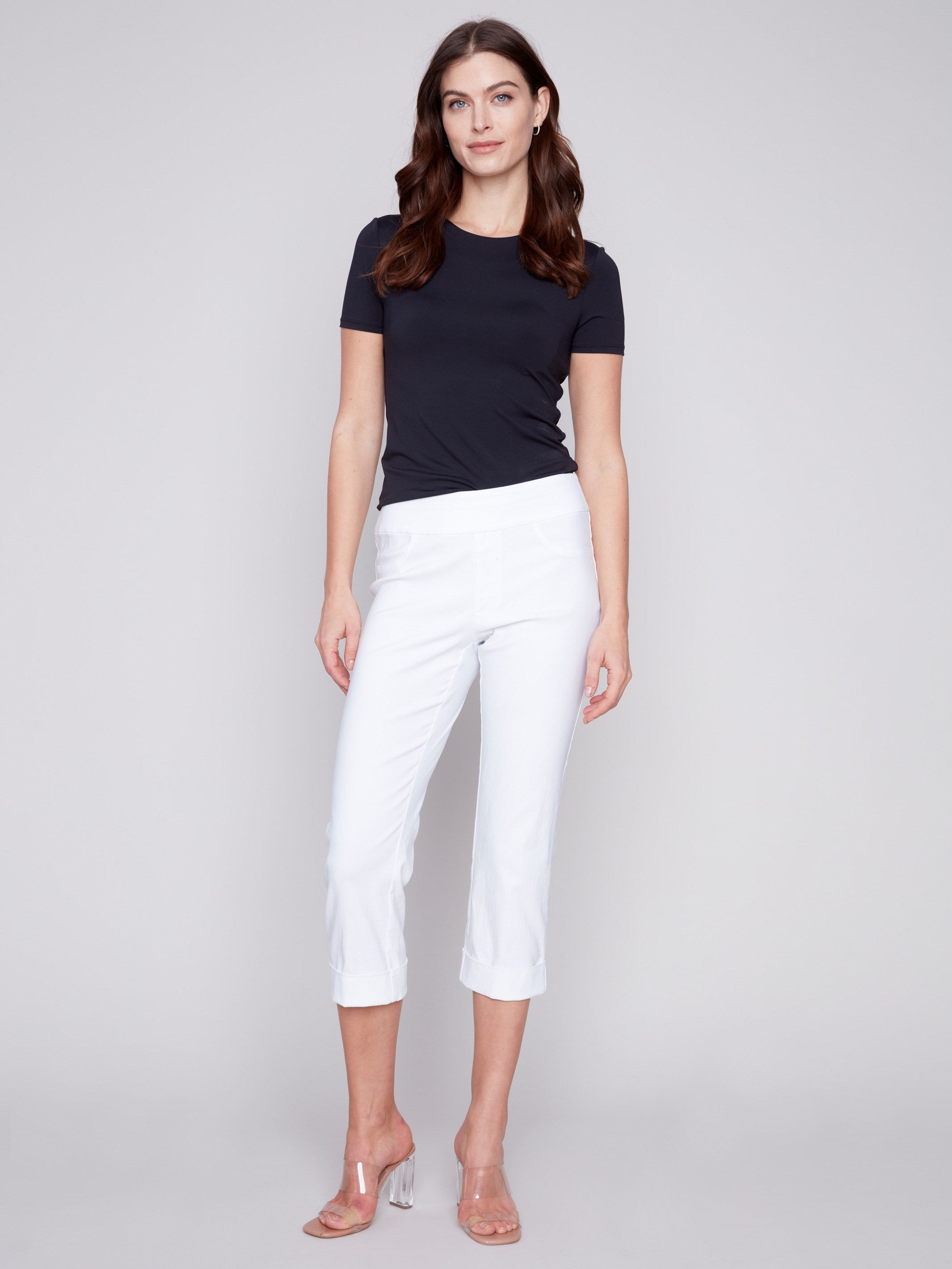 Stretch Pull-On Capri Pants - White – Charlie B Collection USA