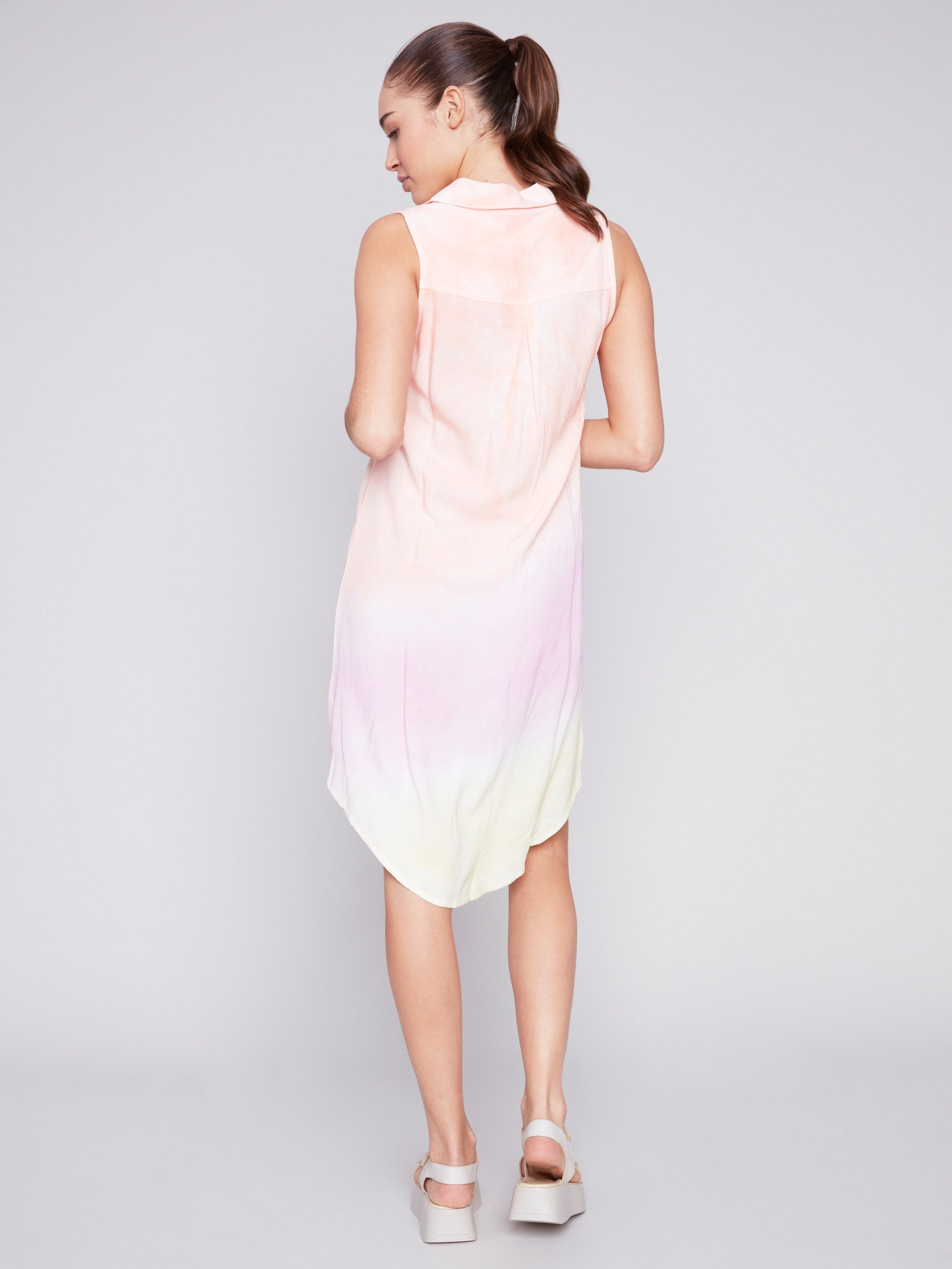 Tie Dye Sleeveless Button-Front Dress - Dawn