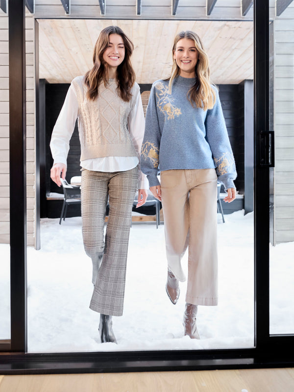 Glen Plaid Flare Pants - Wales