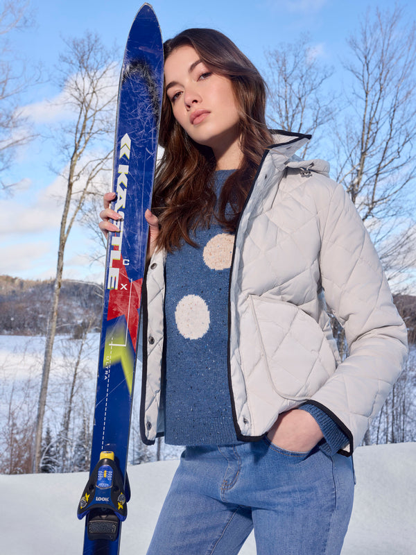 Nep Yarn Mock Neck Polka Dot Sweater - Heather Oxford