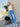 Knit Denim Wide Leg Jogger Pants - Medium Blue