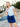 Scalloped Hem Button-Front Denim Skort - Indigo