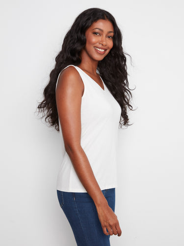 This elegant scoop neck tank is perfect for both casual and dressy occasions by Charlie B.