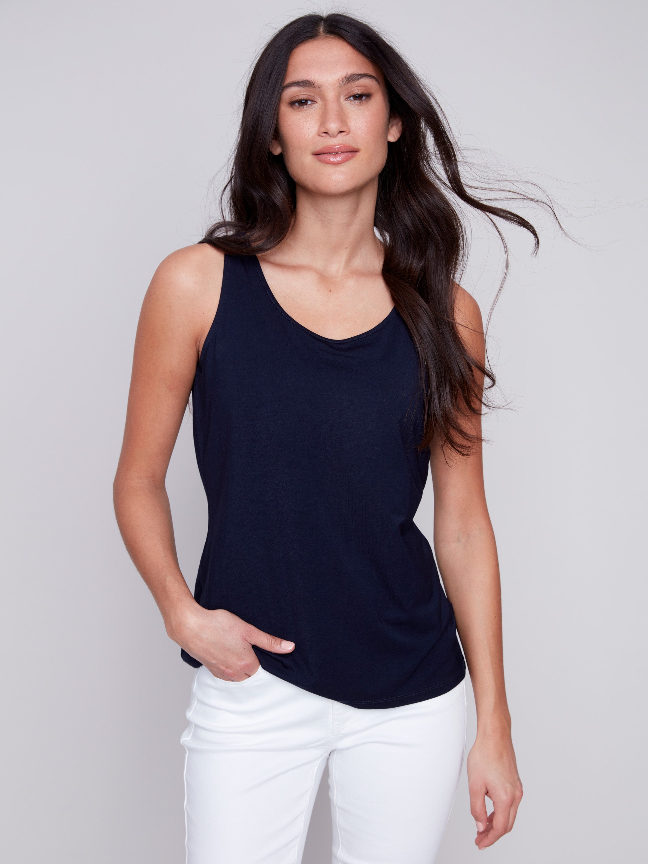 Cami Tank Top | Reversible Bamboo Navy Camisole | Charlie B