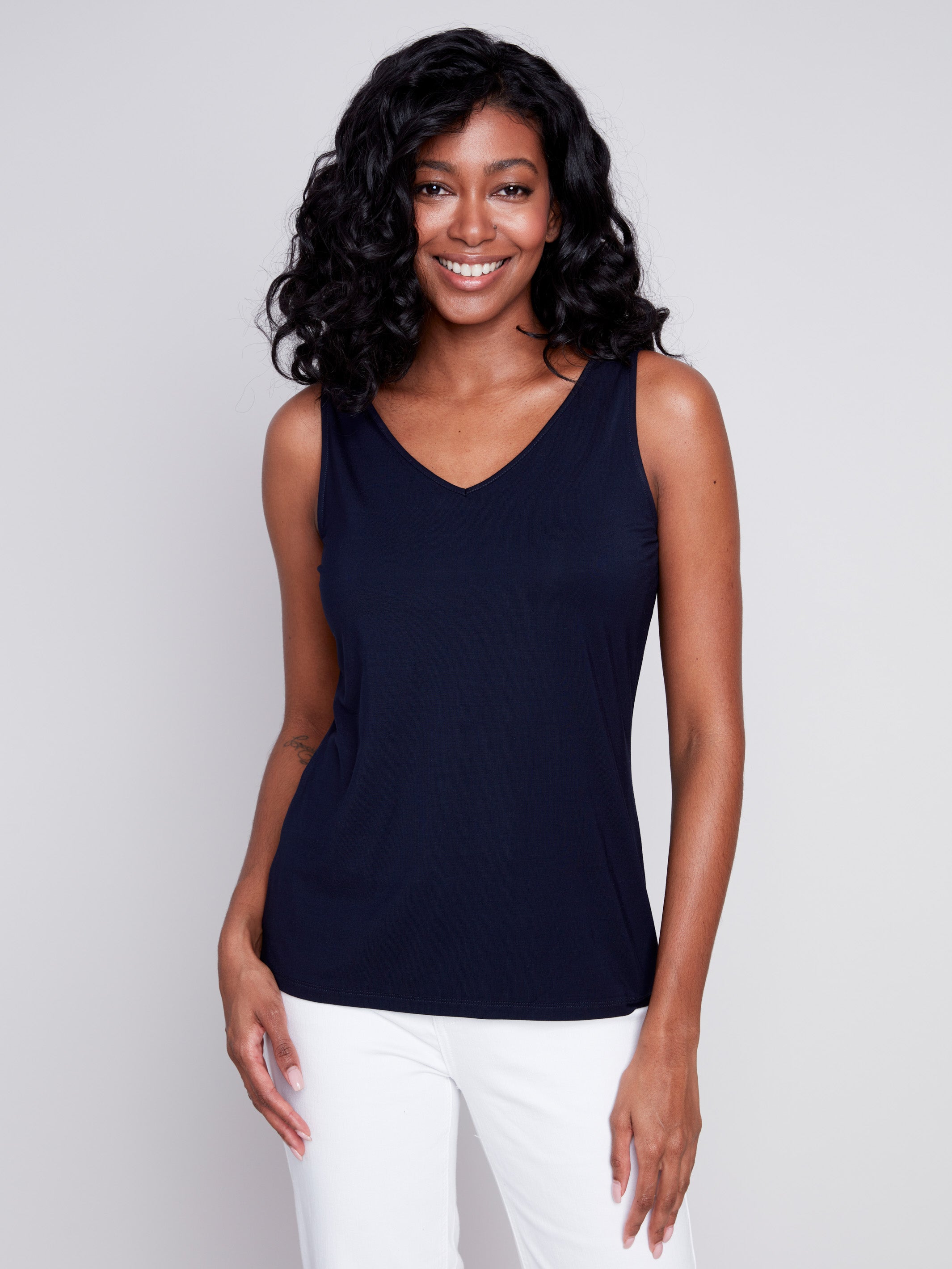 Charlie B Reversible Bamboo Cami - Navy - Image 2