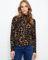 Leopard print top featuring a mock neckline, perfect for adding a wild touch to your wardrobe. Crafted with soft stretch fabric by Charlie B.