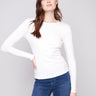 Ecru knit top featuring a cotton blend fabric for ultimate comfort, perfect for casual or formal wear by Charlie B.