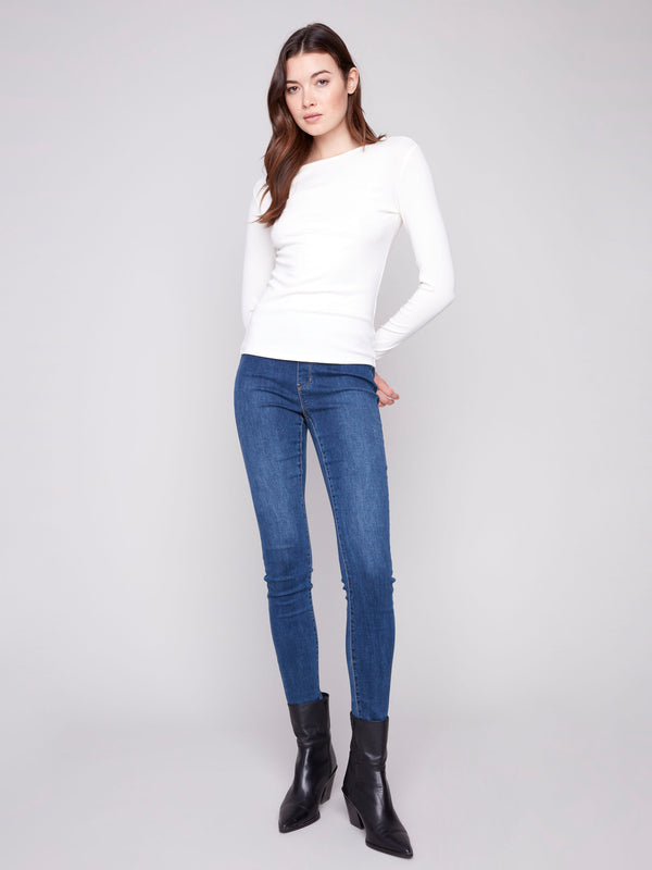 Chic ecru top crafted from a soft cotton blend, offering both style and comfort effortlessly by Charlie B.