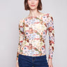 Floral mesh top with slim fit and lined front, perfect for a chic look by Charlie B.
