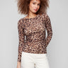 Leopard printed mesh top featuring a slim fit design, perfect for a chic and modern look by Charlie B.