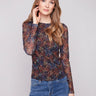 Floret printed mesh top featuring a slim fit and lined front and back, perfect for a chic look by Charlie B.