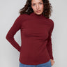 Cabernet top featuring slim fit design, perfect for layering or wearing alone by Charlie B.