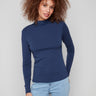 Moonlight blue top featuring a slim fit design and long sleeves, perfect for a sleek silhouette by Charlie B.