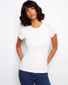 White T-shirt with a classic crew neck, featuring a semi-fitted style for versatile wear by Charlie B.