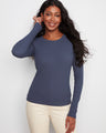 Ribbed top in midnight blue with a slim fit design, crafted from a stretch cotton-tencel blend by Charlie B.