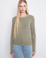 Olive green top featuring a classic crew neckline, perfect for any casual outing. Made by Charlie B.