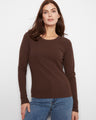 This top features a classic crew neckline, perfect for versatile styling. Made from a stretch cotton-tencel blend by Charlie B.