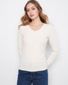 This top features a flattering V neckline, perfect for versatile styling. Crafted in a stretch cotton-tencel blend by Charlie B.