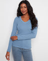 This top features a flattering V neckline, perfect for any occasion. Made from a stretch cotton-tencel blend for comfort by Charlie B.